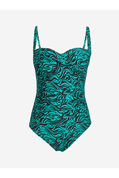 LC Waikiki Ozmarka New Season Heart Collar Patterned Strap Women's Swimsuit