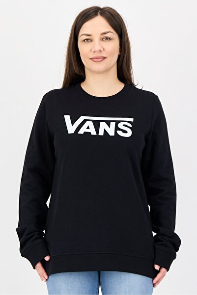 Vans Women Crew Neck Long Sleeve Brand Logo Sweatshirt, Black