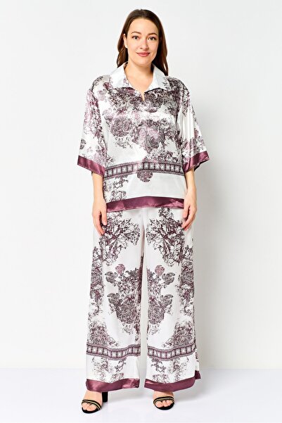 JASON WU Women 2Pcs V-Neck Short Sleeve Allover Print Blouse And Bottom Set, ...