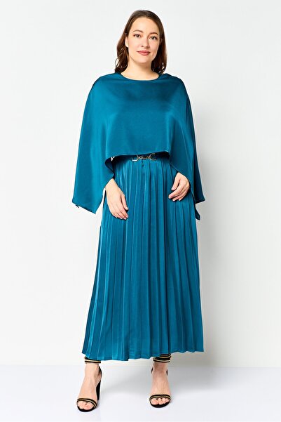 JASON WU Women Pleated Maxi Dress, Teal Blue