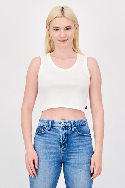 Vans بلوزة نسائية بدون أكمام مضلّع دائرية، لون عاجي