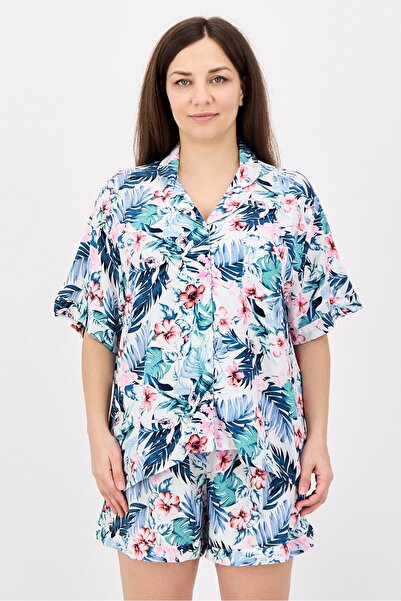 Vince Camuto Women 2 Pieces Floral Print Shirt And Shorts Pyjamas Set, Multic...