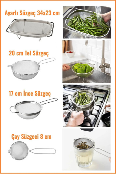 IKEA QUİCK Süzgeç Seti Paslanmaz çelik 4 Adet 005543