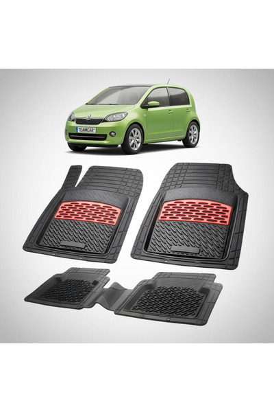 TEAMCAR Συμβατά πατάκια δαπέδου Skoda Citigo I 2011-2020 | Κόκκινο