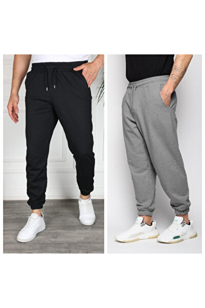 GOLSREY 2-Pack Men's Elasticated Hem Sweatpants (Regenerated Fabric)