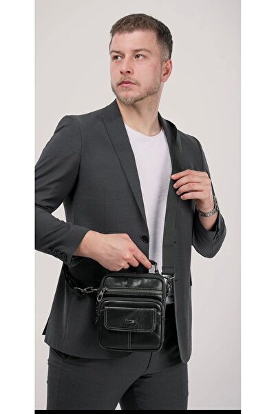 ÇÇS Genuine Leather Men's Handbag with Strap