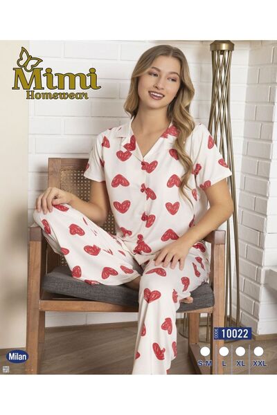 Mimi Homewear طقم بيجامة كارتير منقوش مريح بأكمام قصيرة