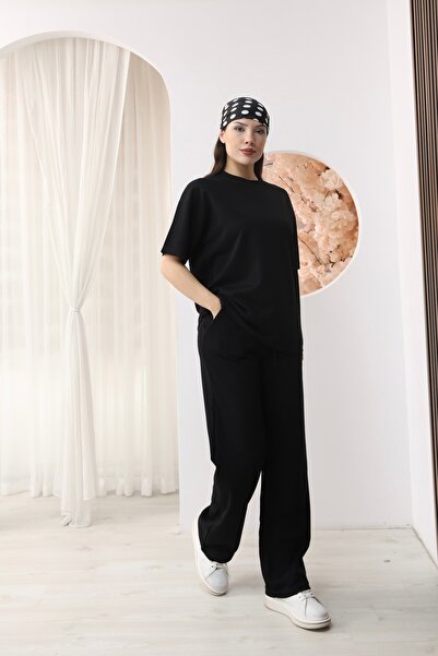 sportiness Oversized Wide-Leg Modal Fabric Tracksuit Set