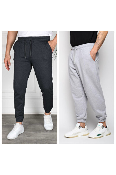 GOLSREY 2-Pack Men's Elasticated Hem Sweatpants (Regenerated Fabric)