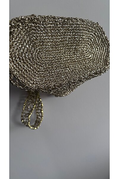 Bucci Handmade Altın Gold Metalik File Çanta - El Örmesi Omuz Çantası