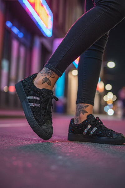 dehaine Women's sneakers made of eco-friendly Leather with sequins, fashion s...