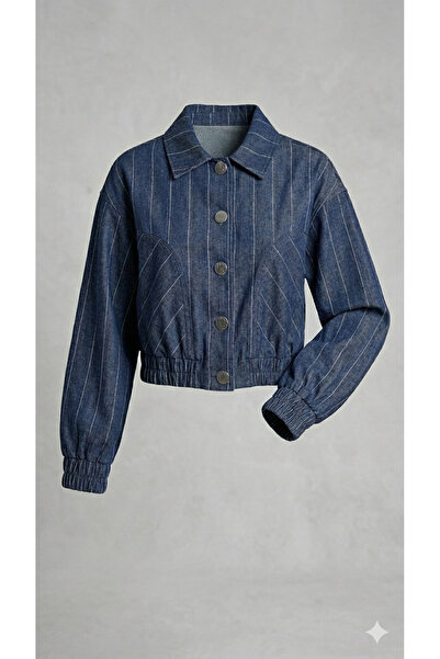 IŞILDA FASHION Prugasto jakna od teksas tkanine sa šarom