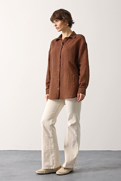 vuvutasarım New Season Stone Detailed Women's Chiffon Shirt 34421