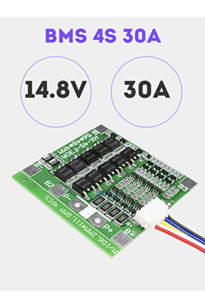 RoboPazar BMS 4S 30A 14.8V Li-Ion 18650 Batarya Koruma Kartı (Balanslı)