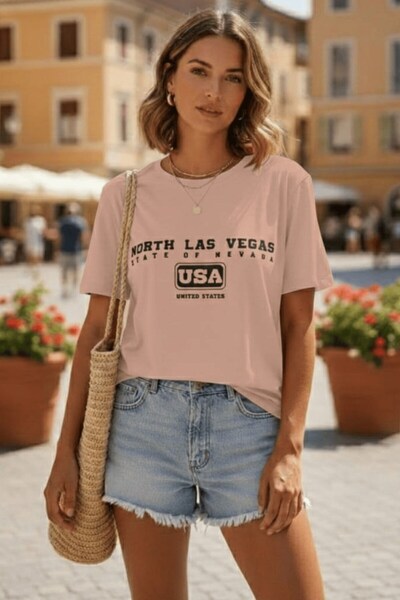 Lunarose North Las Vegas Printed T-Shirt Powder Pink