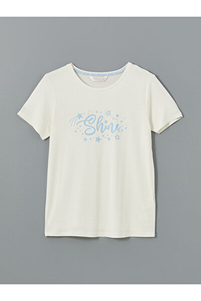 LC Waikiki Peak New Season Crew Neck Printed Women's Pajama Top