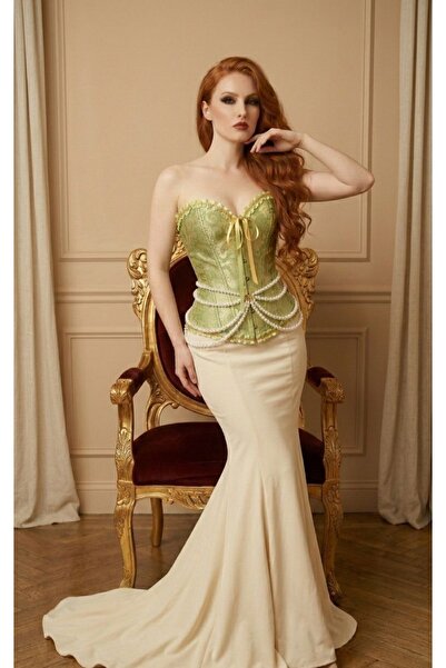 green gothic corset dress Olive Green Gothic Military Dress main image 0