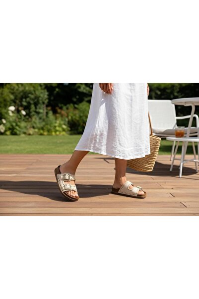 mersin md tekstil Women's Double Buckled Staple Stylish with Visual Appeal Sl...