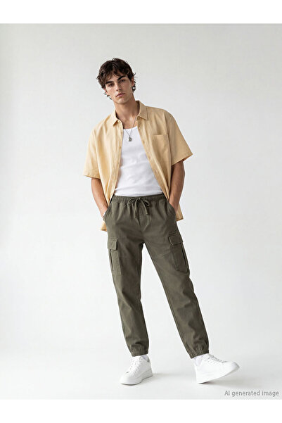 LC Waikiki بنطلون XSIDE كاكي ستاندرد ملابس رجالية جيب جانبي كبير قطعة بنطال جوغر