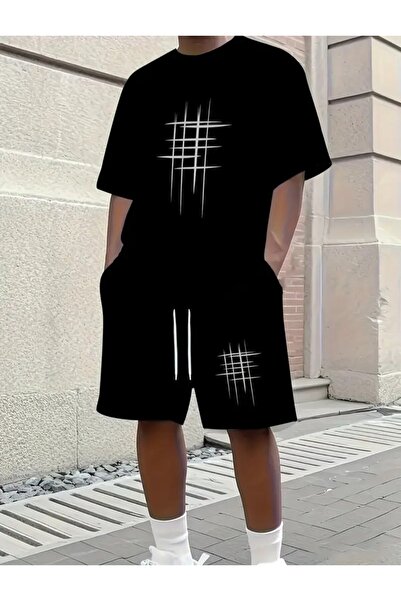 ELAN WEAR White Printed Women'S/Men's Unisex T-Shirt Shorts 2-Piece Set Overs...