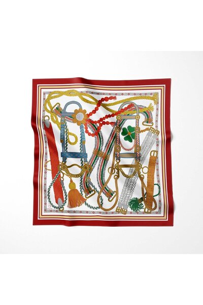 Molene Kırmızı Tassel Desen Omuz Şal Eşarp