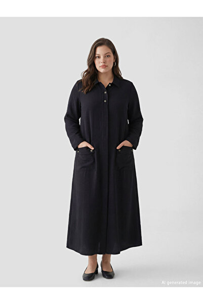 LC Waikiki Shirt Collar Linen Look Dress