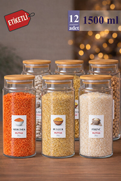 Mutfak Köşesi Pureglass 12’li 1500 ml Ahşap Vakum Kapaklı Cam Kavanoz Seti – ...