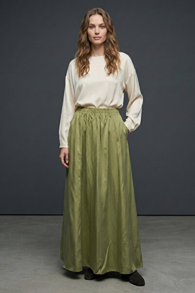 Şiir Plank Beli Elasticated Side Pocketed Piece Long Skirt & Women's Skirt - ...