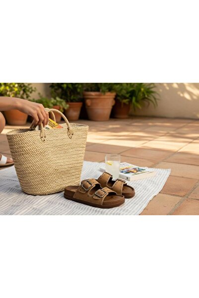 mersin md tekstil Women's Double Buckled Staple Stylish with Visual Appeal Sl...