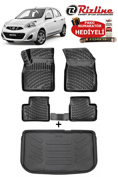 Rizline Nissan Micra 2010-2018 Havuzlu Paspas ve Bagaj Havuzu Seti