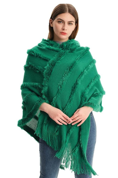 Generic Women's Hooded Travel Shawl Poncho Cape - Cozy Fall Winter Solid Wrap...