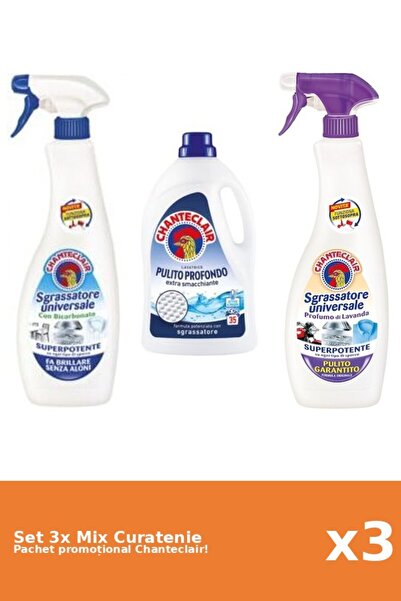 Chanteclair Set 3 Mix Curatenie Chanteclair: Bicarbonat, Clasic, Mosc Alb