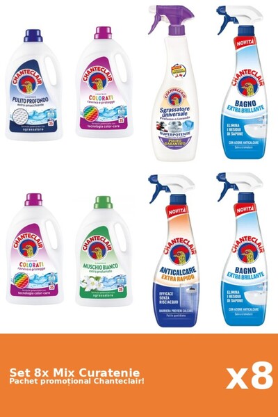 Chanteclair Set 8 Mix Curatenie Chanteclair: Clasic, Rapid, Color, Mosc Alb