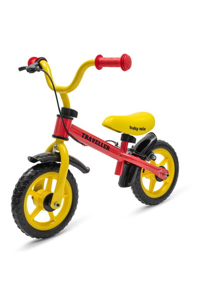 Babymix Bicicletă de echilibru pentru copii cu frână Baby Mix Traveller roșie