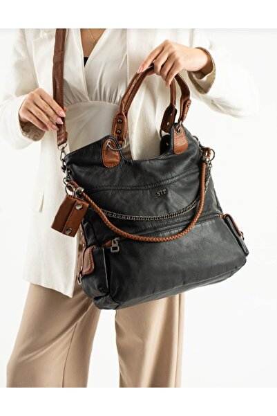 eflanmoda Yıkama piele Bol Gözlü Kadın El ve Omuz geantă sı