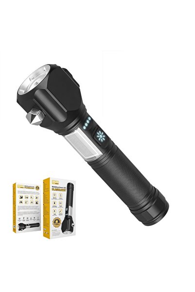 Generic مصباح يدوي متعدد الوظائف من دينكس بتقنية LED، بقوة 1800 لومن، مزود بب...