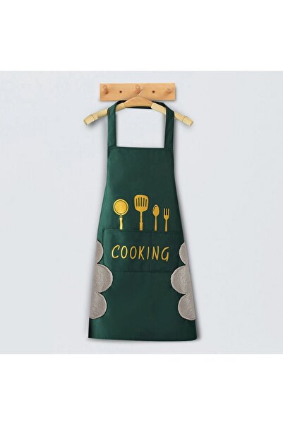 OEM Kitchen apron with inscription, Waterproof, water and oil resistant, Green