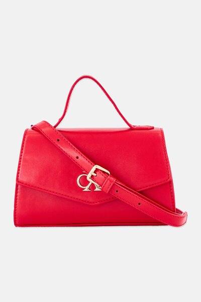 CXL by Christian Lacroix حقيبة كروس بودي نسائية بشعار ماركة، لون أحمر