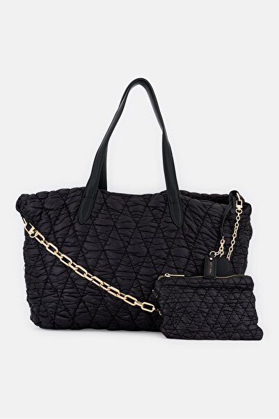 Anne Klein Women Quilted Tote Bag With Pouch, Black