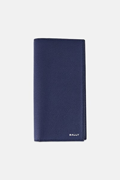 Bally محفظة رجالية قابلة للطي بشعار ماركة، لون كحلي