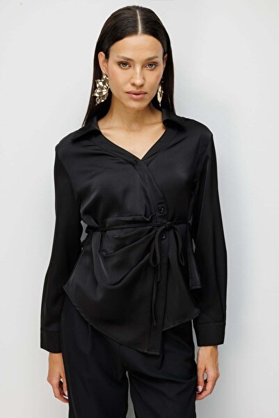 Ekol Beli Bağlamalı Büzgülü Bluz