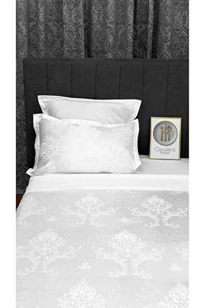 opulentmaison RoyalWhite white satin double Duvet Cover Set , premium 6-piece...