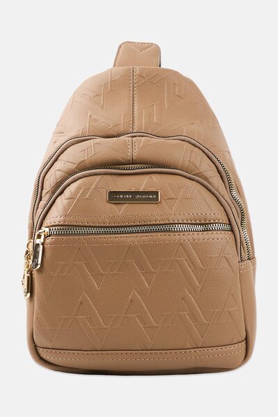 Adrienne Vittadini Women Brand Logo Sling Bag, Tan