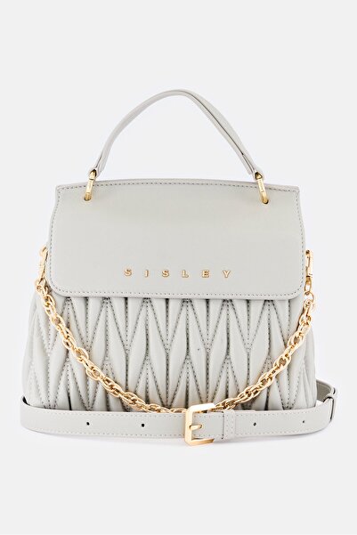 Sisley Women Brand Logo Cross Body Bag, Light Grey