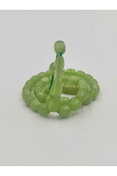 ALTUNTAŞ سبحة من العقيق الأخضر الناري مصنوعة يدويًا بحجم 6 * 9 مم مع نظام تجم...