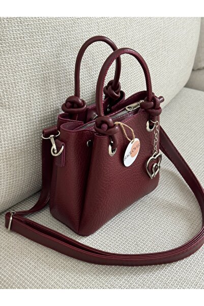 BAGLOVİS Women's Burgundy Mini Clutch Bag – Crisscross Straps , Double Strapp...