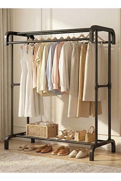 Taimi Metal Clothes Rack with Single-Tier Shoe Rack, Clothes Hanger Organizer...