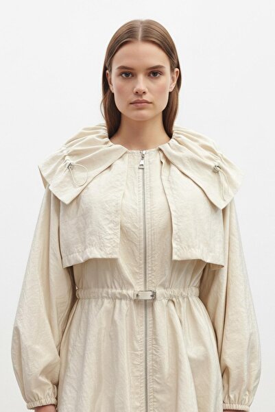 Soul Women's Balon Sleeve Detail Belt Pack Short Trenchcoat 32450Trc