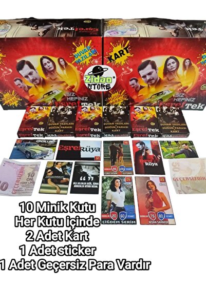 Emrah Gültekin Eşref Tek Dizi Kartları Koleksiyon Seti 10 Mini Kutu Kart Stic...