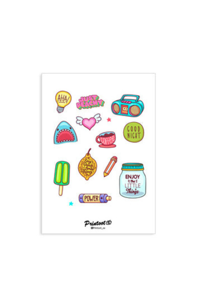 Printoot مجموعة ملصقات مزاجية لطيفة تضم اقتباسات تحفيزية وأيقونات ملونة لأسلو...